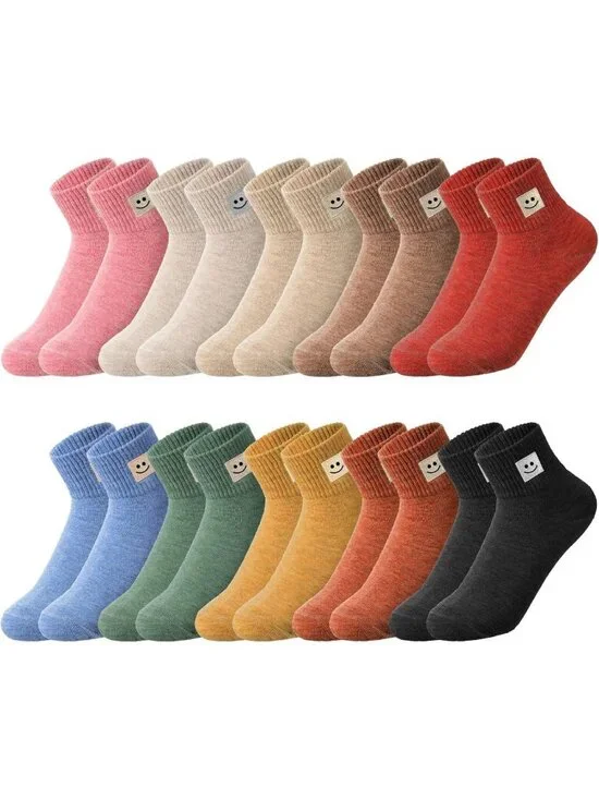 10 Pairs Women's Cute Cotton Crew Socks - Lightweight Ankle Length, Aesthetic