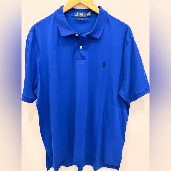 Polo Ralph Lauren Blue Pima‎ Soft Touch Polo Shirt Men's XL TG Short Sleeve