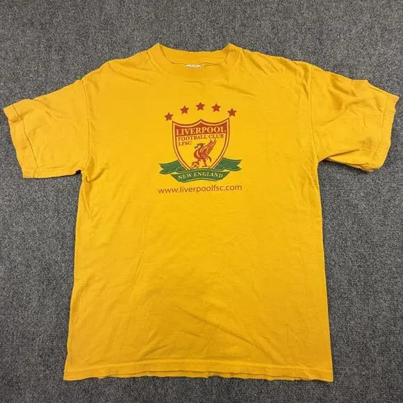 Gildan Heavy Cotton Yellow Liverpool Football Club T-Shirt Medium #963‎