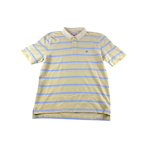 Brooks Brothers Mens XL Yellow Blue Striped Polo Shirt Original Fit‎ Cotton
