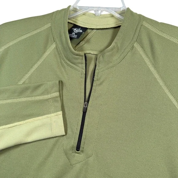 Prana Breathe Mens Green Quarter Zip Pullover‎ Long Sleeve Athletic Shirt XL