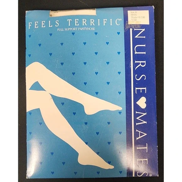 NURSE MATES Full Support Hosiery Pantyhose Size‎ B  White