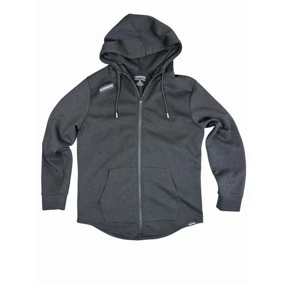 Legends Mens Medium Full Zip Hoodie Black Performance Stretch Athletic Jacket
