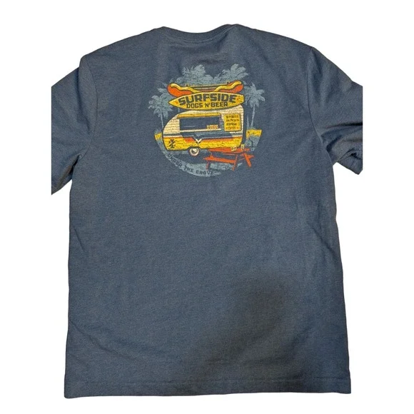 IZOD Saltwater Surfside Dogs N Beer surf shop men's t shirt Large heathered blue