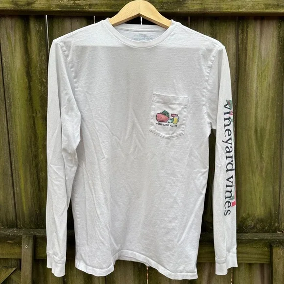 Vineyard Vines Whale‎ Pocket T-Shirt White Beer Oktoberfest Graphic Size Small