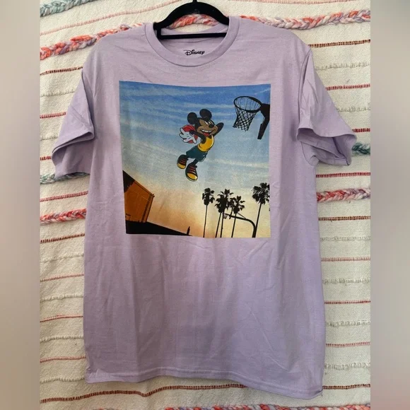Disney Lavender T-Shirt with‎ Mickey Basketball Graphic NWOT