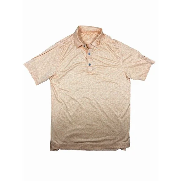 FootJoy Founders Club Golf Polo Shirt Mens L Orange Floral Stretch Performance