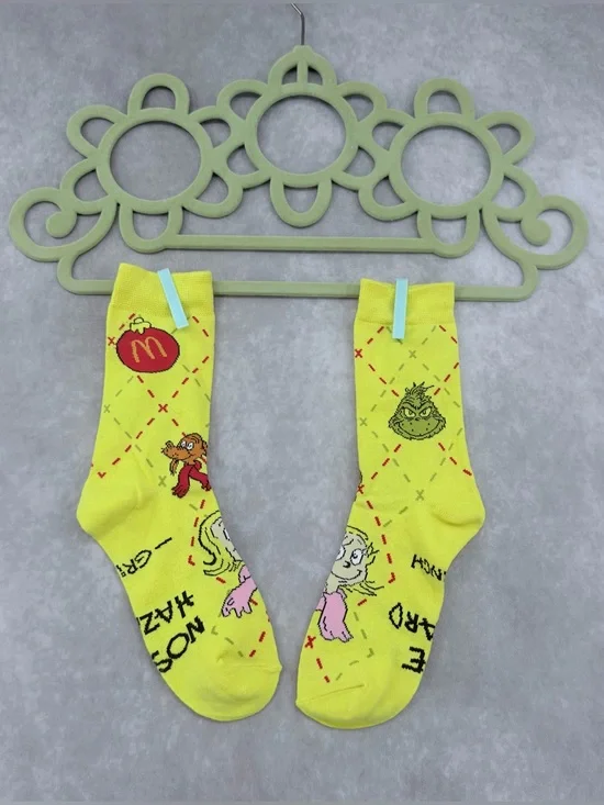 Yellow Grinch & McDonald's Character Crew Socks