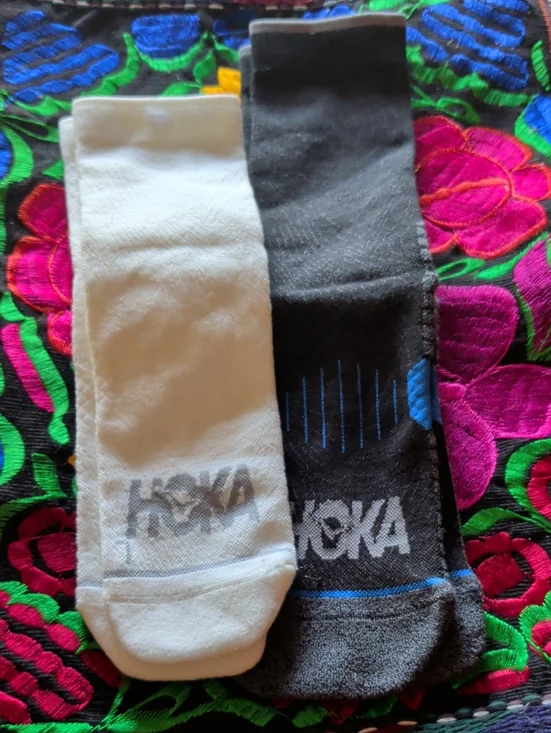 Hoka White Athletic Socks with Gray Logo