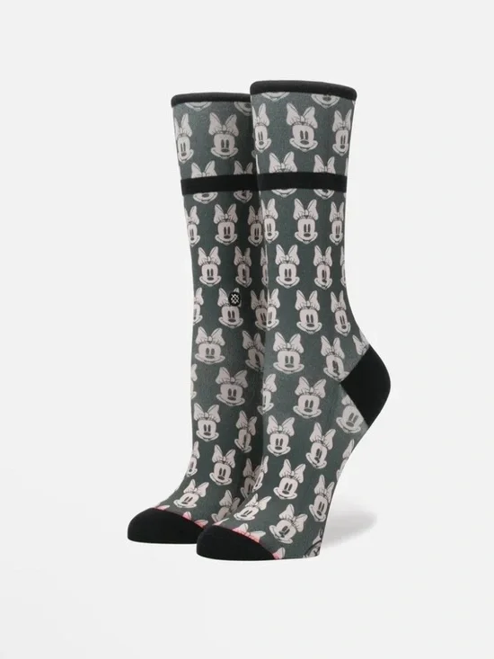New Stance x Disney Mini Minnie Mouse Socks - Ivory & Black Sz Small US 5-7.5
