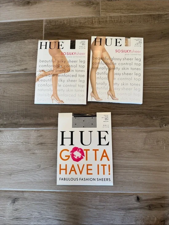 New Lot of 3 Hue size 3 control top pantyhose