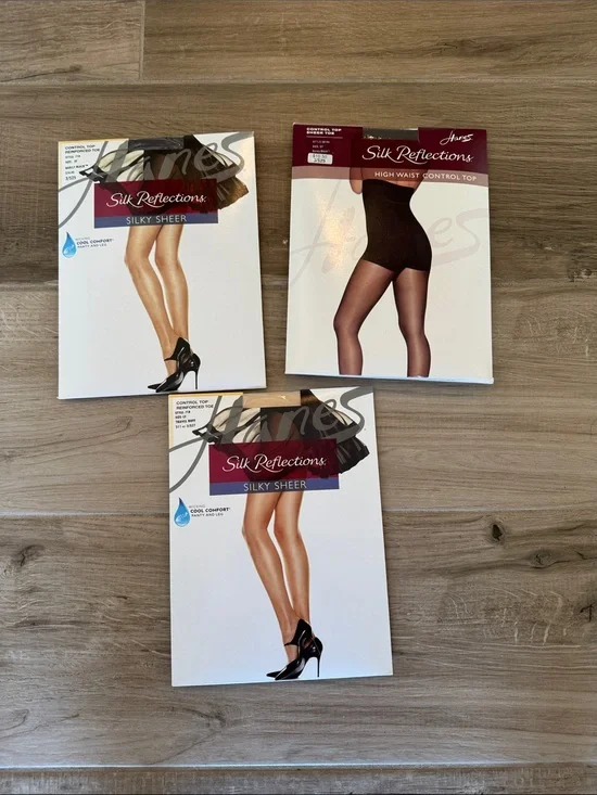 New lot of 3 Hanes Silk Reflexion EF Control Top Pantyhose