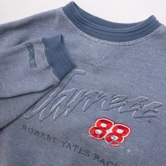 VTG NASCAR Dale Jarrett #88 Sweatshirt‎ Mens Medium Blue Chase Authentics Yates