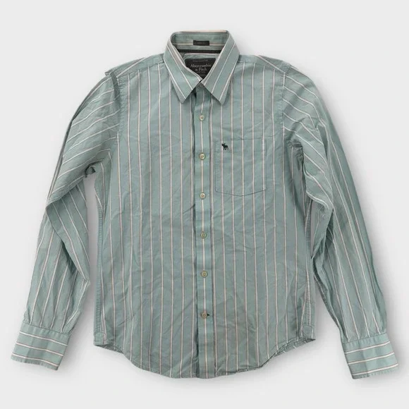 Abercrombie & Fitch Shirt Mens Medium Button Down‎ Muscle Fit Stripe LS Blue