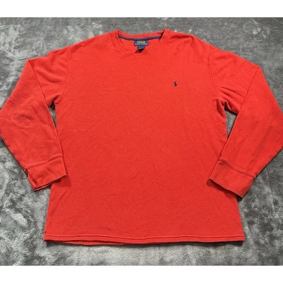 Polo Ralph Lauren Men's Red Waffle Knit‎ Thermal Long Sleeve Shirt Size XL