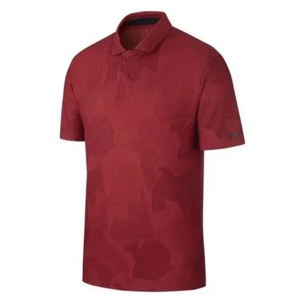 Mens‎ Nike Dri Fit Tiger Woods Camo Jacquard Golf Red Polo CT3801 Sz XL