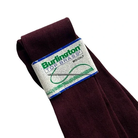 Vintage 1970's Long Burgundy Stretch Socks Unisex New