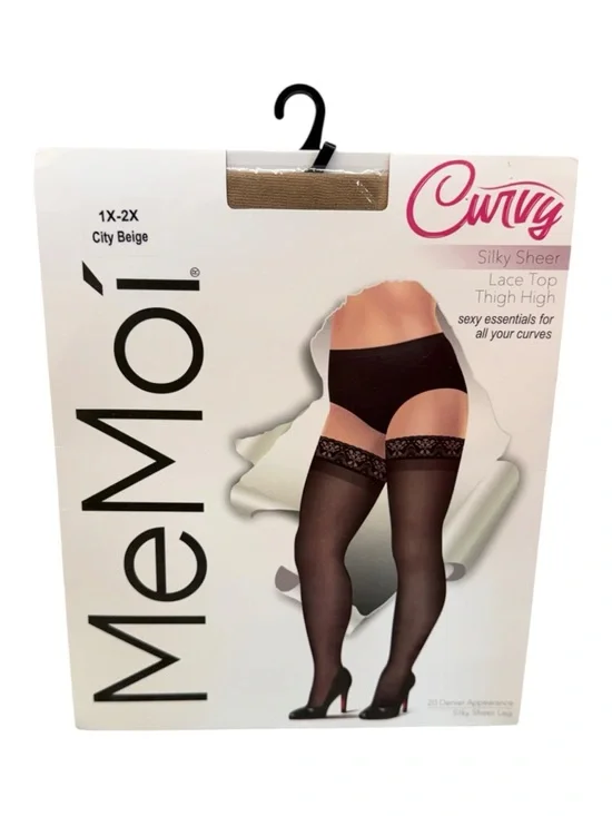MeMoi Lace Top Thigh High Stockings Curvy City Beige Size 1X-2X New Sealed