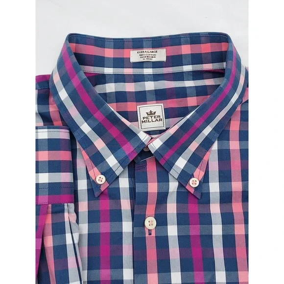 Peter‎ Millar XL Plaid Button Down Shirt Weekender Wash Extra Large Mens