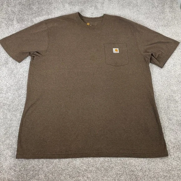 Carhartt T Shirt Mens Extra Large Original Fit‎ Pocket K87 Brown Short Sleeve