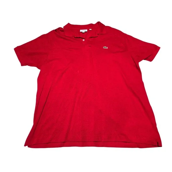 Lacoste Classic Fit Red Polo Shirt Men's‎ US XL Short Sleeve Pique