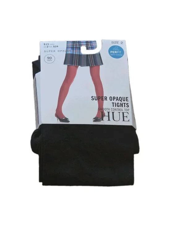 Hue Super Opaque Tights Smooth Control Top Size 2 5'5