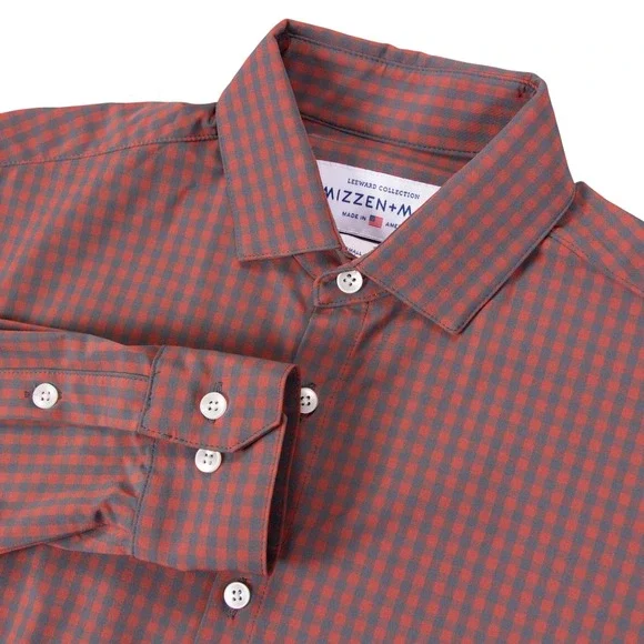 Mizzen+Main Leeward‎ Collection Shirt Mens S Trim Red Gingham Performance