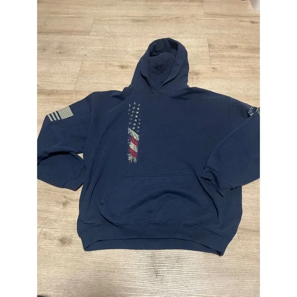 Grunt‎ Style Mens Navy Blue Vertical Flag Hoodie Sweatshirt Large GS 1776