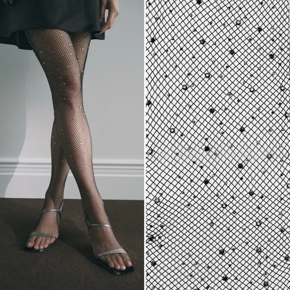 ZARA Bloggers Fav Rhinestone Fishnet Tights