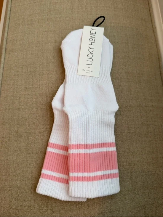 Lucky Honey Women’s The Crew Stripe Grip Pilates Socks