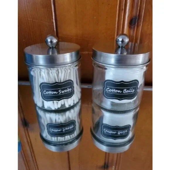 Bathroom Vanity Glass Storage Organizer Holder Canister Apothecary Jar