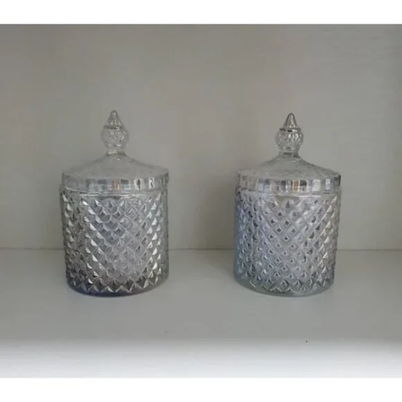 2 pack Decorative Jar Qtips Holder Dispenser Glass Storage Container