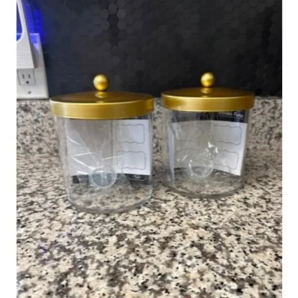 2 Pack 50 Oz Large Apothecary Jar for Bathroom, Premium Plastic Storage