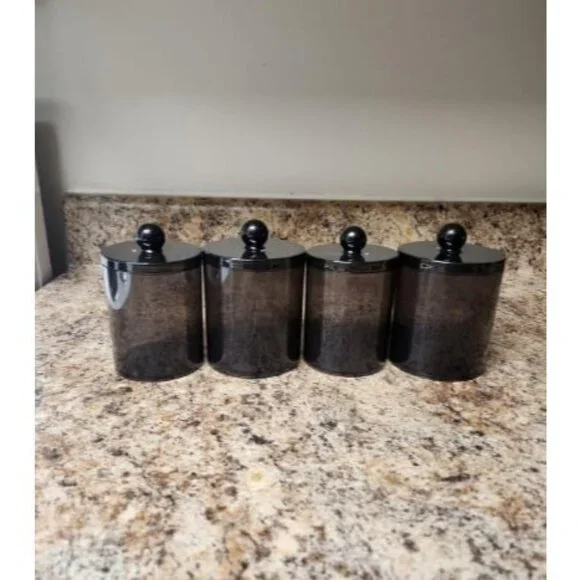4 Pack Plastic Acrylic Bathroom Vanity Countertop Canister Jars