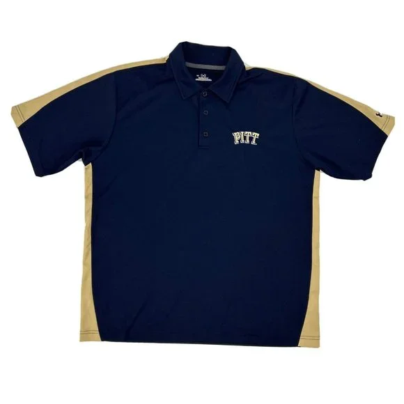 Men's Under Armour HeatGear Short Sleeve Polo Shirt Blue L Pitt‎ Panthers