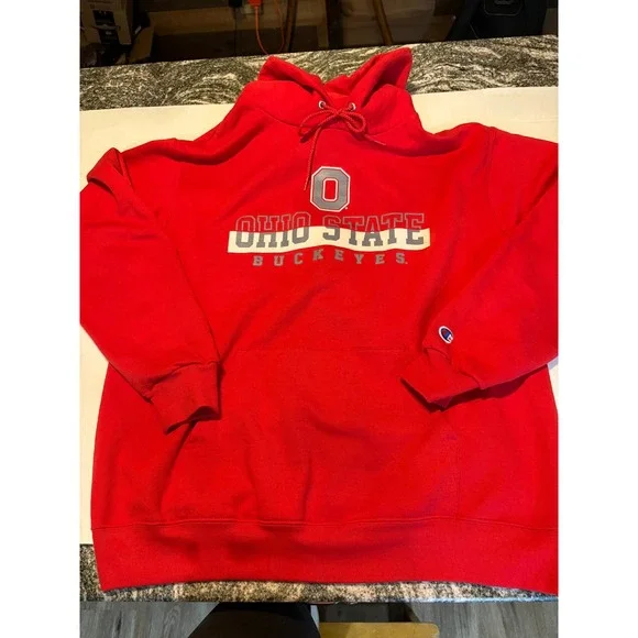 Champion Ohio State Buckeyes‎ Red Hoodie Sweatshirt Size L Athletic Wear