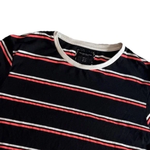 Denim and Flower Ricky Singh T Shirt XL Short Sleeve Black Stripes White Pink‎
