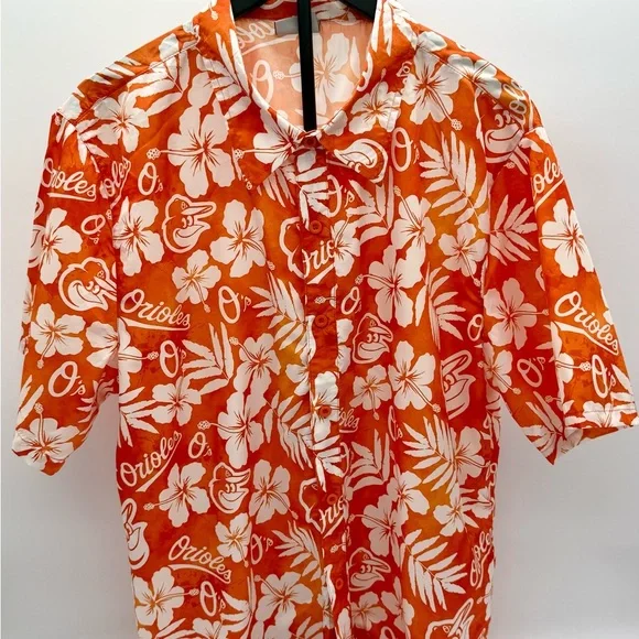 Baltimore Orioles Hawaiian Shirt Mens XL Orange Floral MLB Licensed BD&A