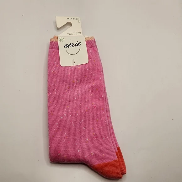 Aerie Pink‎ Red Speckled Crew Sock Nwt