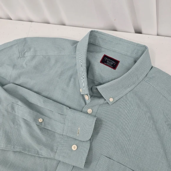 Untuckit Cadetto Wrinkle Free Shirt Men's Size 2XL‎ Green Micro Houndstooth L/S.