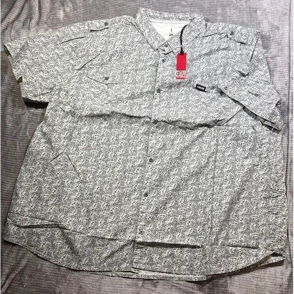 Buffalo David Bitton J-Jeans Mens 4XL Floral Paisley Button Down Shirt Grey NEW