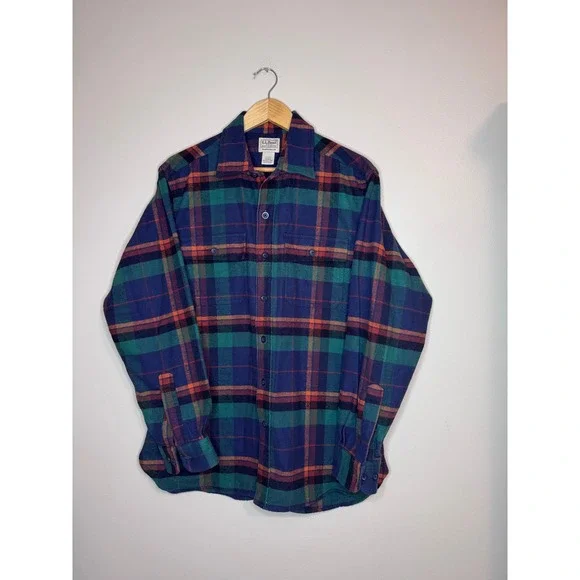 LL‎ Bean Plaid Chamois Flannel Shirt Medium Traditional Fit