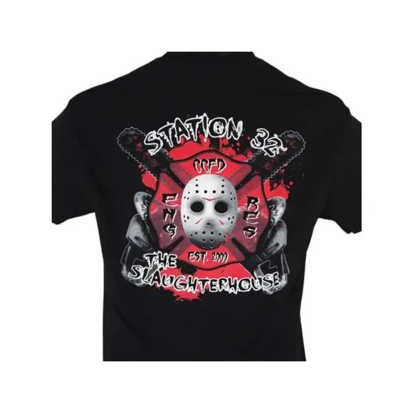 Vegas Firefighter T Shirt Mens Size Small Black Station 32 The Slaughterhouse