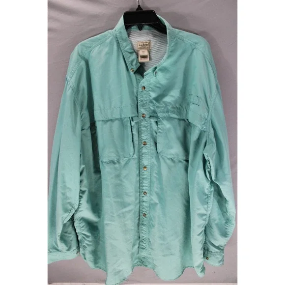 Vintage L.L. Bean Performance Long Sleeve Shirt Fishing Button Up Nylon Size XXL