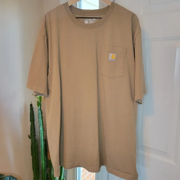 Carhartt‎ Loose Fit Desert Tan Beige Short Sleeve T-Shirt, Size Mens 2XL