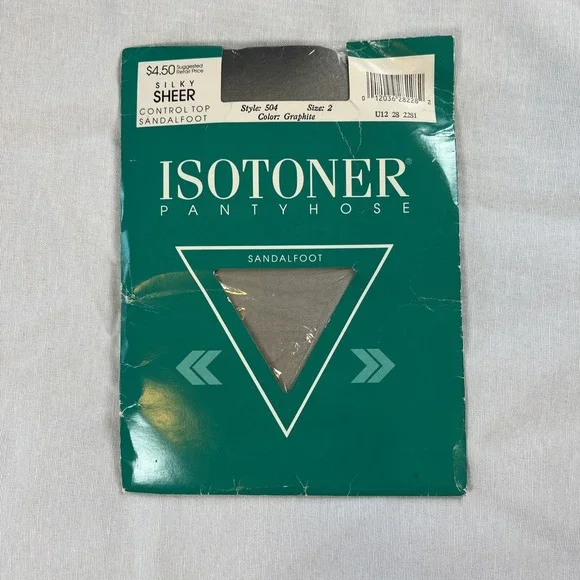 NWT Vintage Isotoner Silky Sheer Control Top Sandlefoot Size 2 GraphitePantyhose