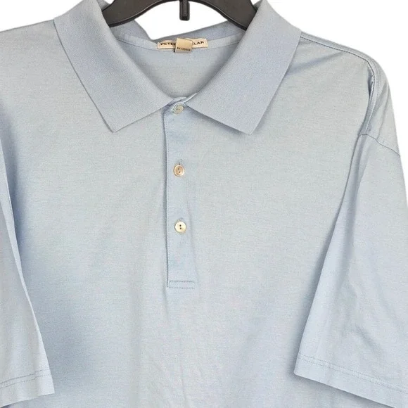 Peter Millar Mens Polo Shirt Light Blue XXL Short‎ Sleeve 100% Cotton Casual