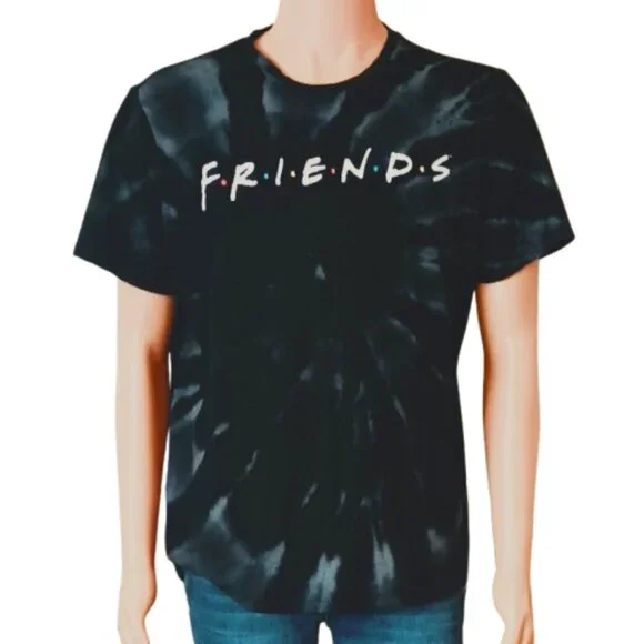Friends Tie Dye Tee Shirt XL Men's Pull Over Black and White TV Series