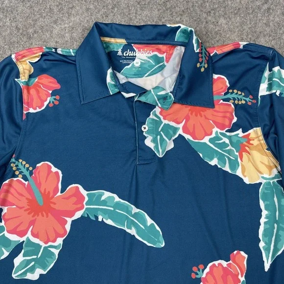Chubbies Performance‎ Shirt Medium Colorful Hawaiian Floral Golf Athleisure