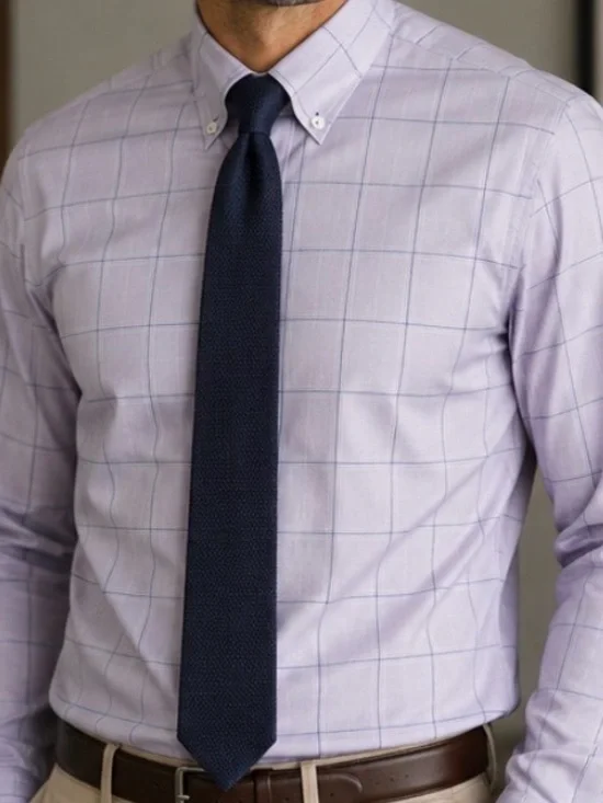 Light Purple Windowpane Dress Shirt —non iron slim fit